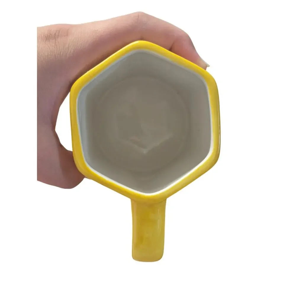 Target No. 1 Teacher Ceramic Coffee Mug 14 fl oz Yellow w/ Pink Base Novelty s5